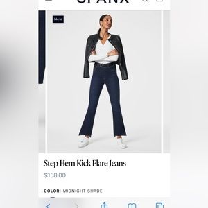 Spanx step hem kick flare jeans in midnight shade, size Large, petite